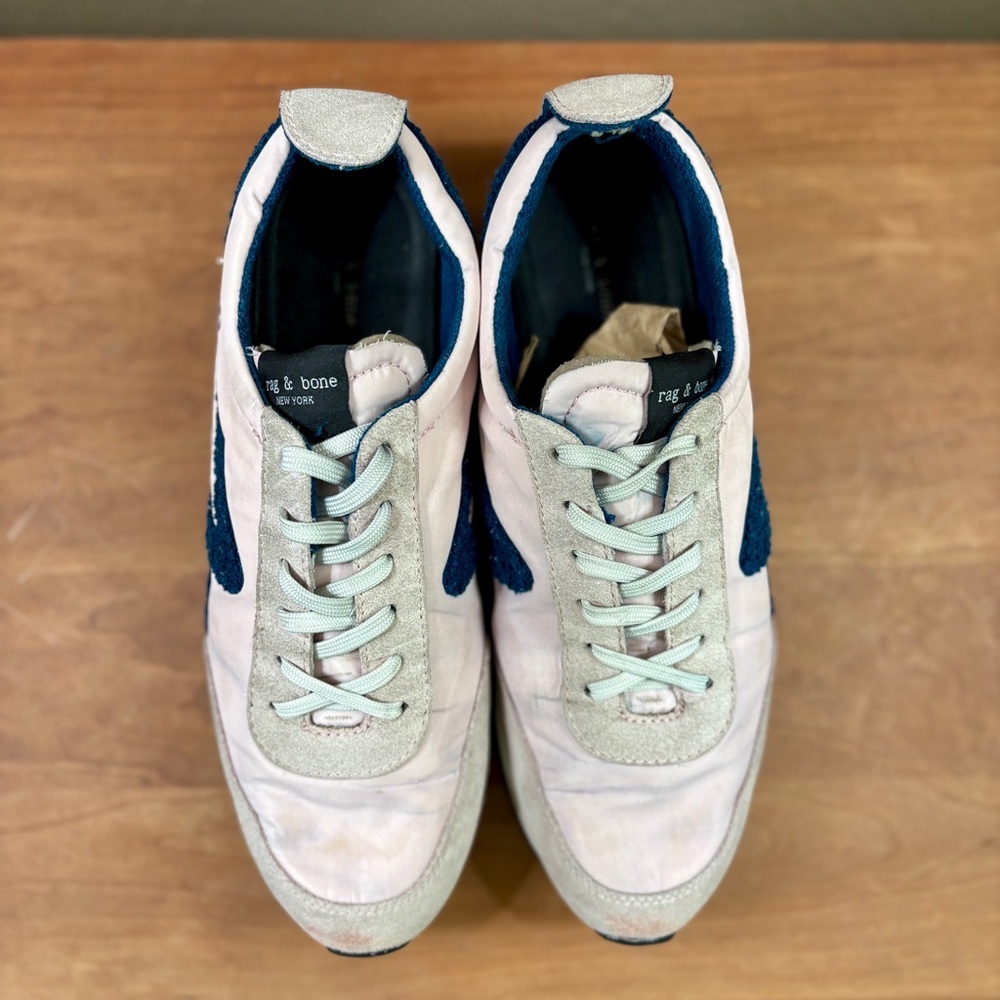 Rag & Bone NY Retro Runner Lace Up Sneakers Pink & Blue Suede, Womens size 41 - Picture 14 of 15